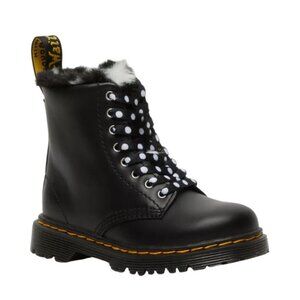 Dr. Martens Junior 1460 Serena Faux Fur Lined Leather Boots Black Girls 4 Wms 6